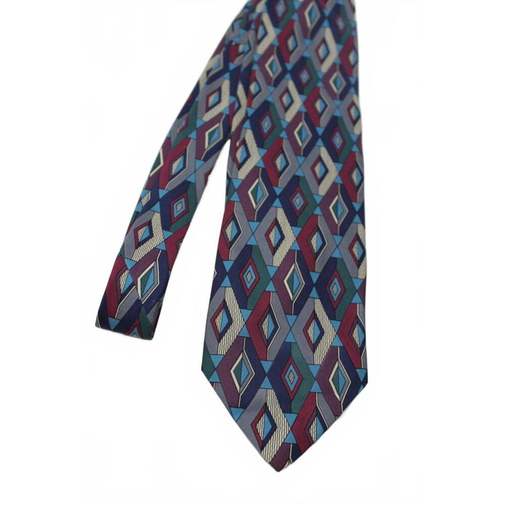 Vintage NOTTINGHAM Geometric Silk Necktie, 3.75 X 56 Inch
